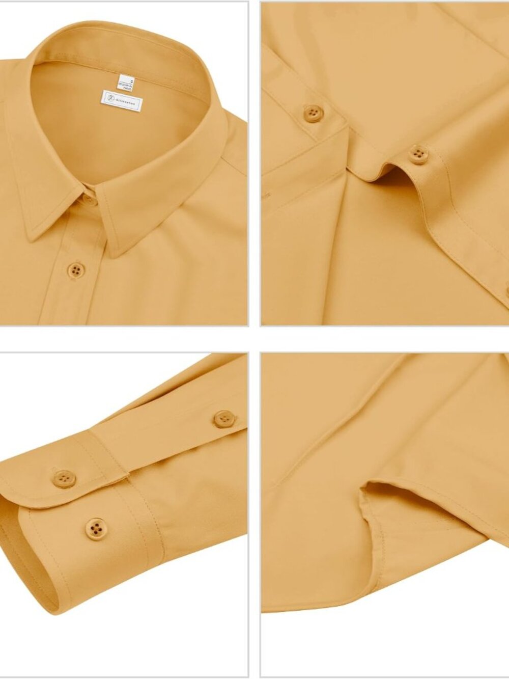 Womens Classic-Fit Dress Shirts Long Sleeve Button Down Wrinkle-Free Stretch Sol - Picture 7 of 8